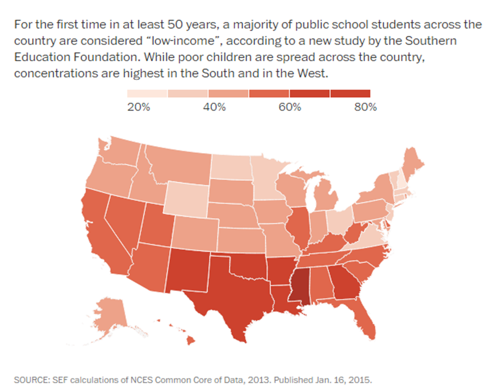 This interactive map of low-income children in public schools is available at the source article